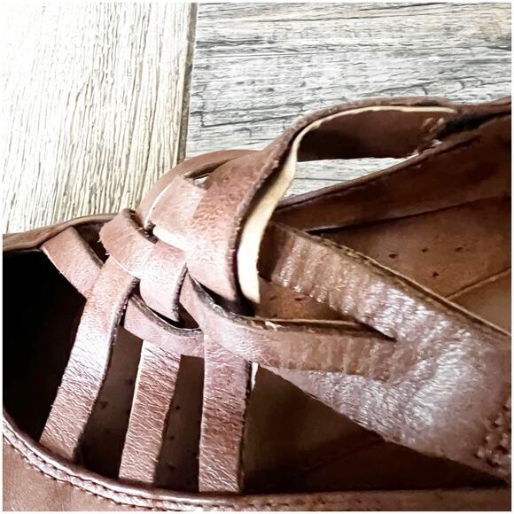 Rockport Cobblestone Strappy Jewett Round Toe Wedge Tan Leather Size 7.5 - Picture 4 of 10